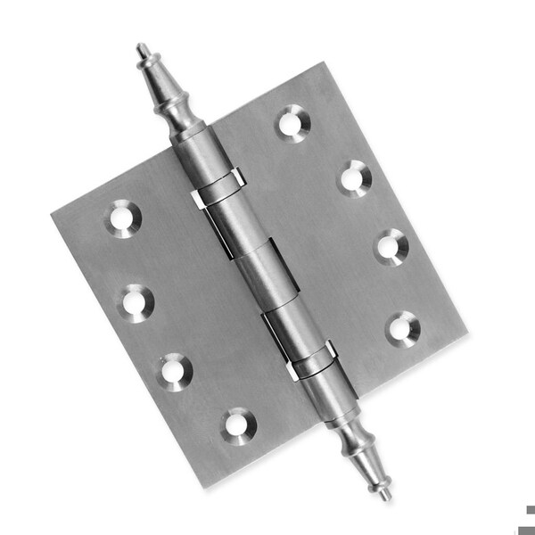Embassy 4-1/2 x 4-1/2 Solid Brass Ball Bearing Hinge, Satin Nickel Finish Steeple Tips 4545BBUS15S-1 - main